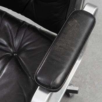 Karl Erik Ekselius, a black leather 'Mondo' desk swivel chair, JOC Möbel AB, Vetlanda, 1975.