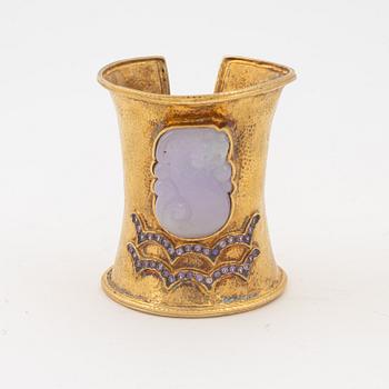 Armband, patinerad och hamrad metall med inläggning av sten. Okänd formgivare, 1900-tal.