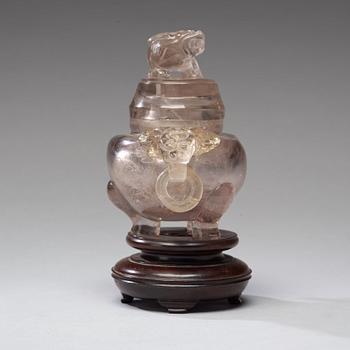 A rock chrystal censer with cover, Qing dynasty (1644-1912).
