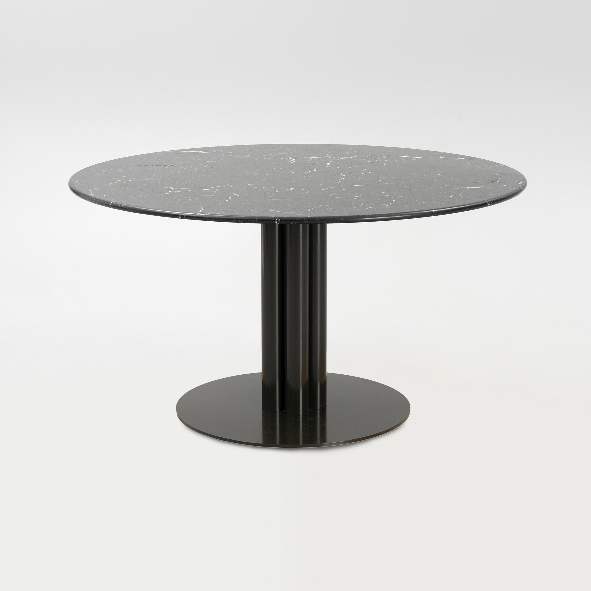 Louise Roe, a 'Roundabout' dining table with marble top.