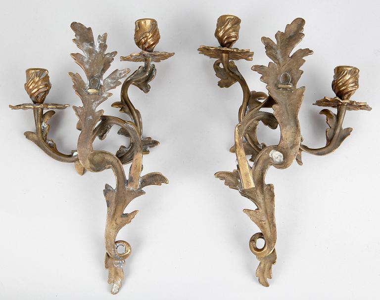 VÄGGAPPLICKER, ett par, mässing, 1800-tal.