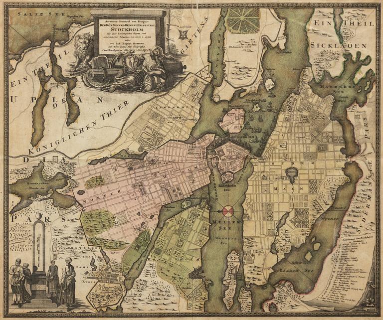 Johann Baptist Homann, Karta, kopparstick, 1700-tal, "Stockholm".