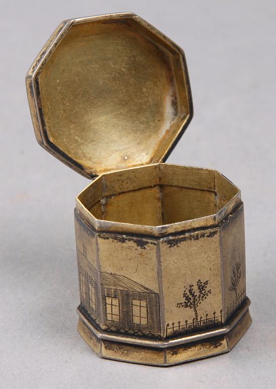 SVAMPDOSA, silver, Adrian Lilja, Karlskrona, 1877.