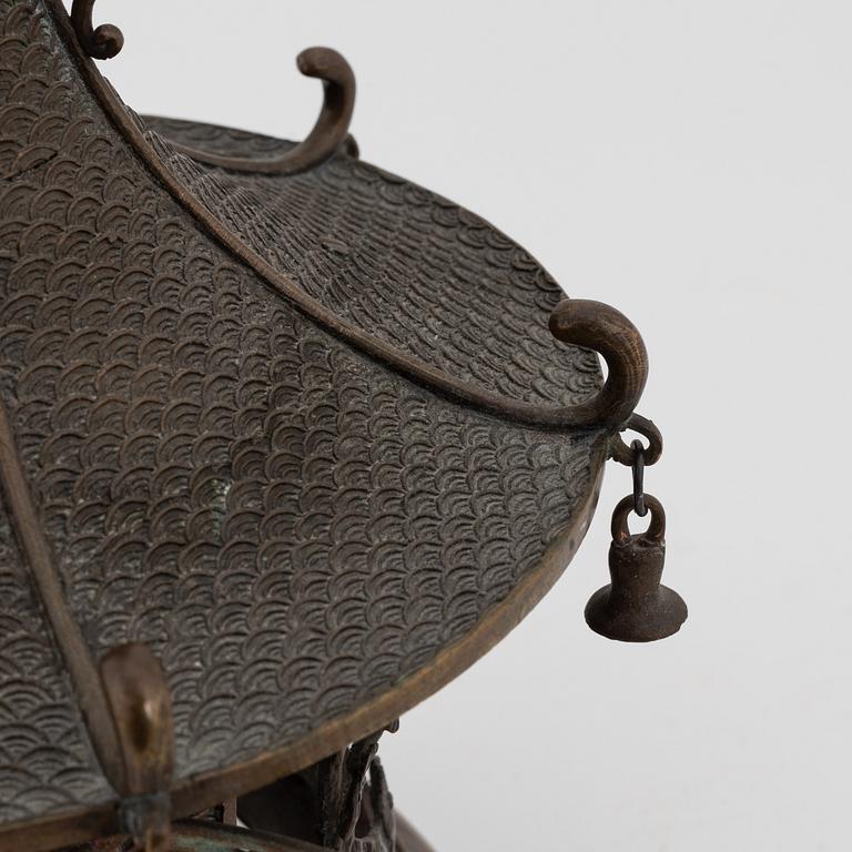 A Japanese 'Toro' bronze hanging lantern, early 20th Century.