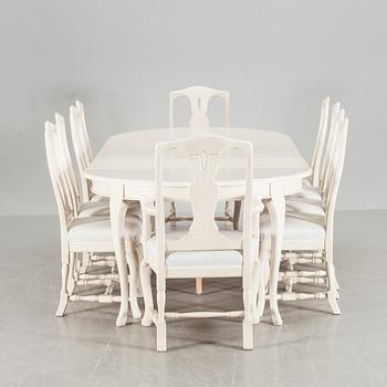 MATSALSMÖBLEMANG, 11 delar, rokokostil, K A Roos, Helsingborg.