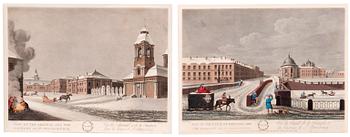 HAND-COLOURED AQUATINTS, 2 PCS.