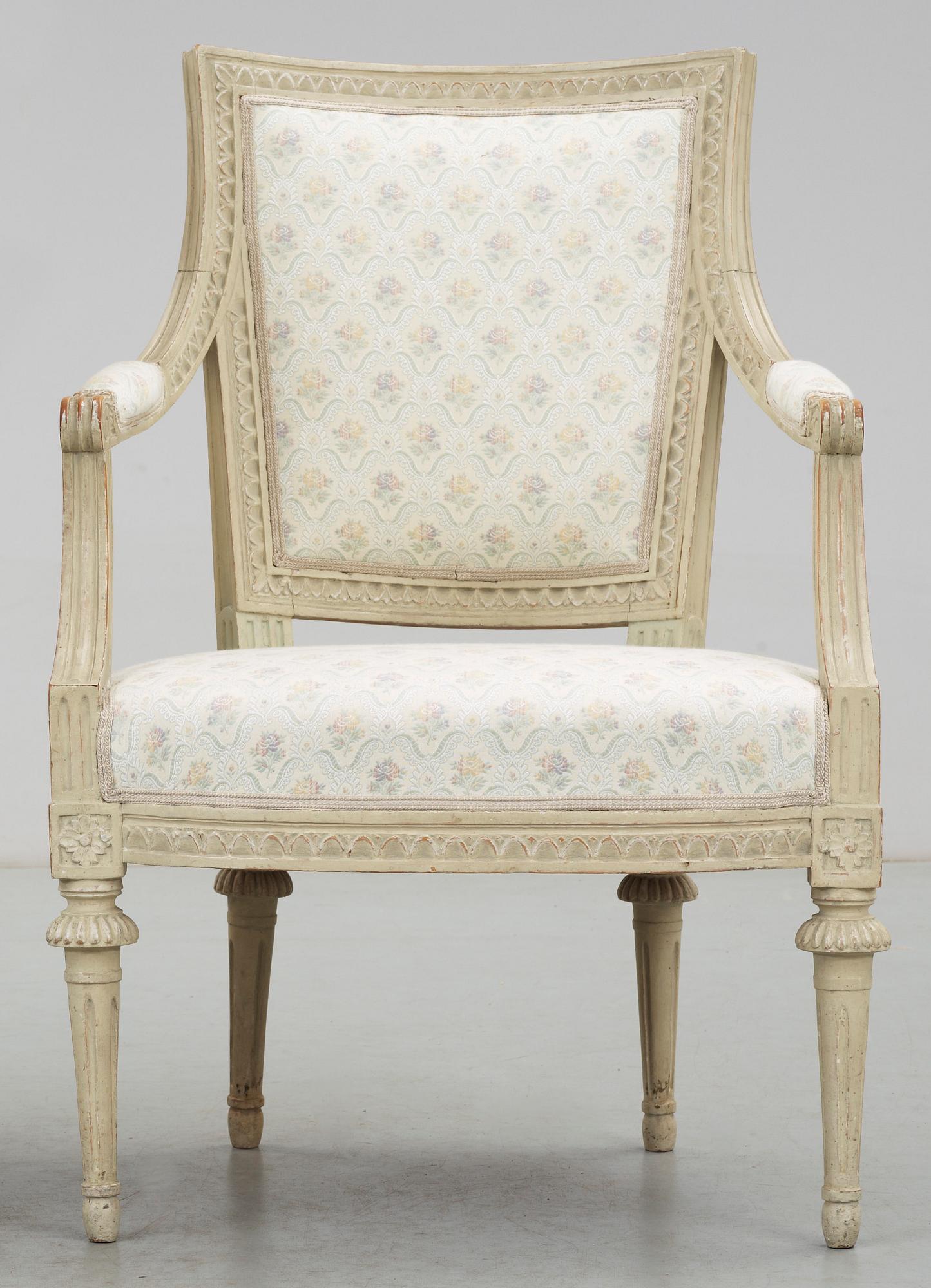 KARMSTOL. Gustaviansk. Av Ephraim Ståhl (mästare i Stockholm 1794-1820).