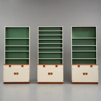 Josef Frank, a set of three bookcases model "B 2255", Firma Svenskt Tenn, mid-20th century, provenance Estrid Ericson.