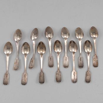 A set of 12 Russian silver coffee-spoons, mark of Grachev, St. Petersburg 1888.