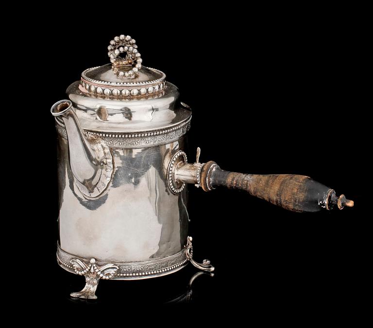KAFFEKANNA, silver. Hans Petter Vogt Kristianstad 1789.