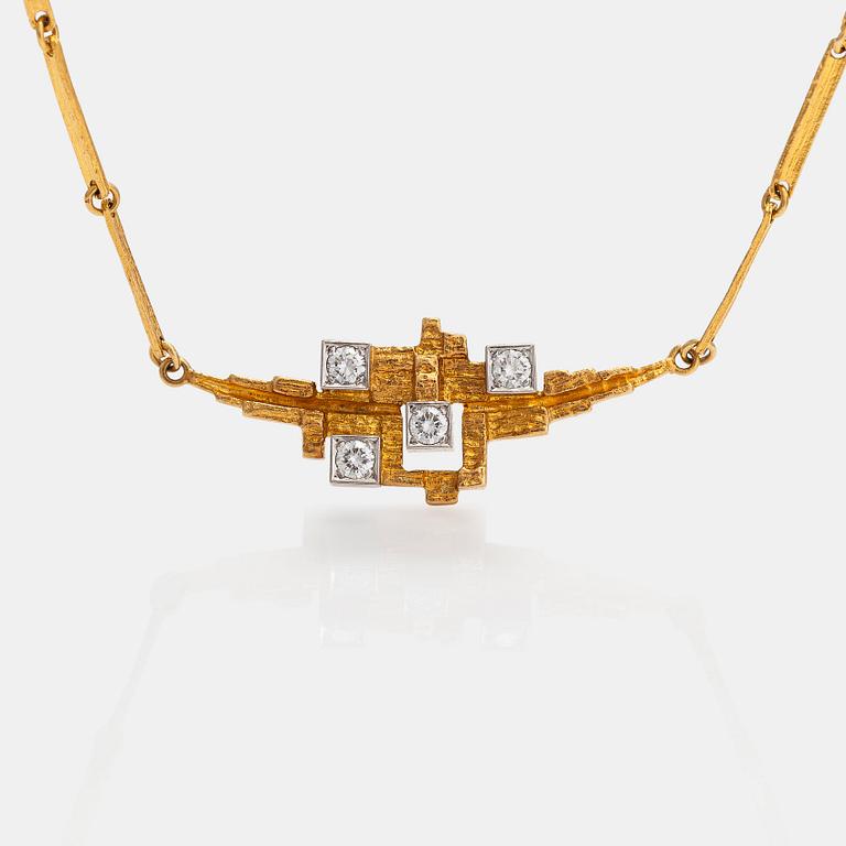 Björn Weckström, Halsband "Spetsbergen", 18K guld, briljantslipade diamanter ca 0.25 ct tot enl gravyr. Lapponia 1983.