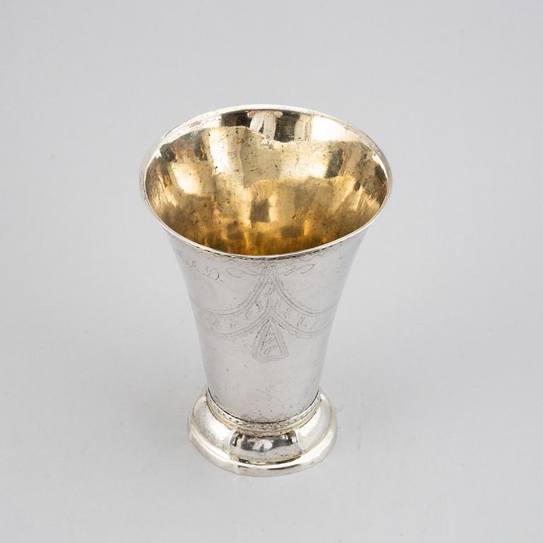 A swedish silver beaker, mark of Johan Stras, Stockhom 1795.