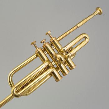 A Brass musical instrument trumpet.