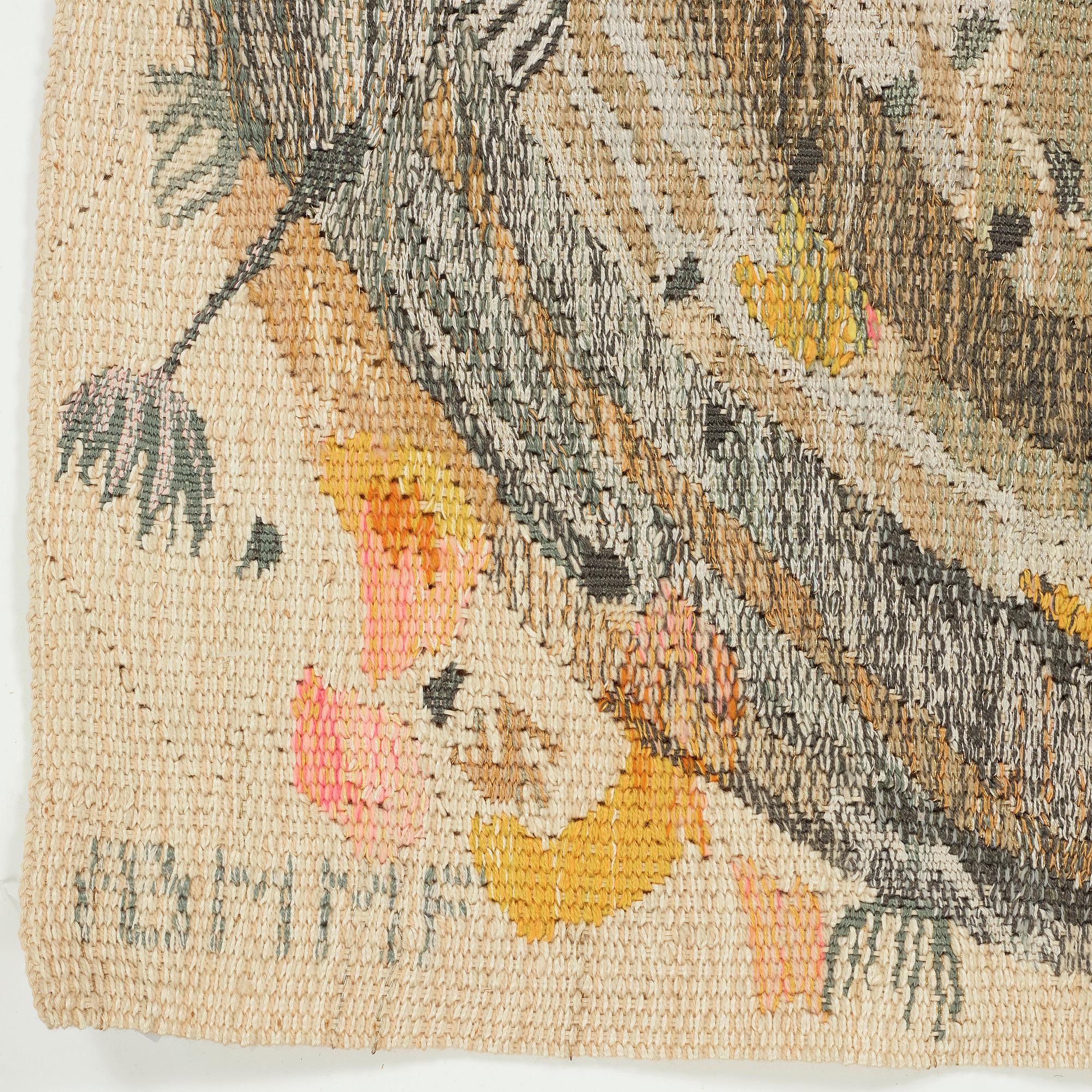 Chris Berglund, A TAPESTRY, "Maskrosboll", a tapestry variant, ca 89 x 90 cm, signed AB MMF CB.