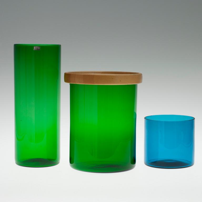 GLASBURKAR, 3 st, "Purtilo", design Kaj Franck. Formgivna 1970-tal.