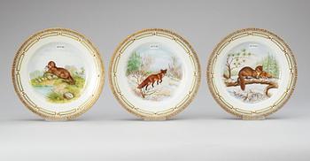 A set of 10 Royal Copenhagen 'Fauna Danica' plates, 20th Century.