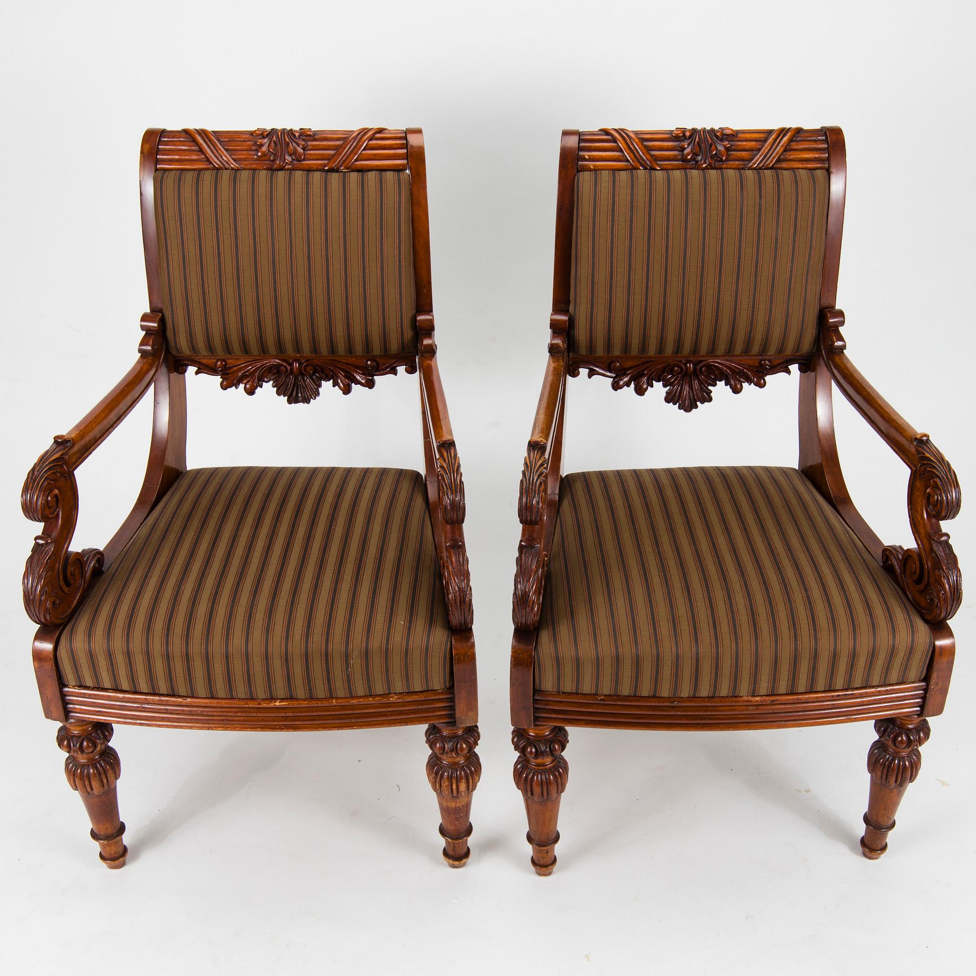 KARMSTOLAR, ett par, biedermeier, Ryssland 1800-talets första hälft.