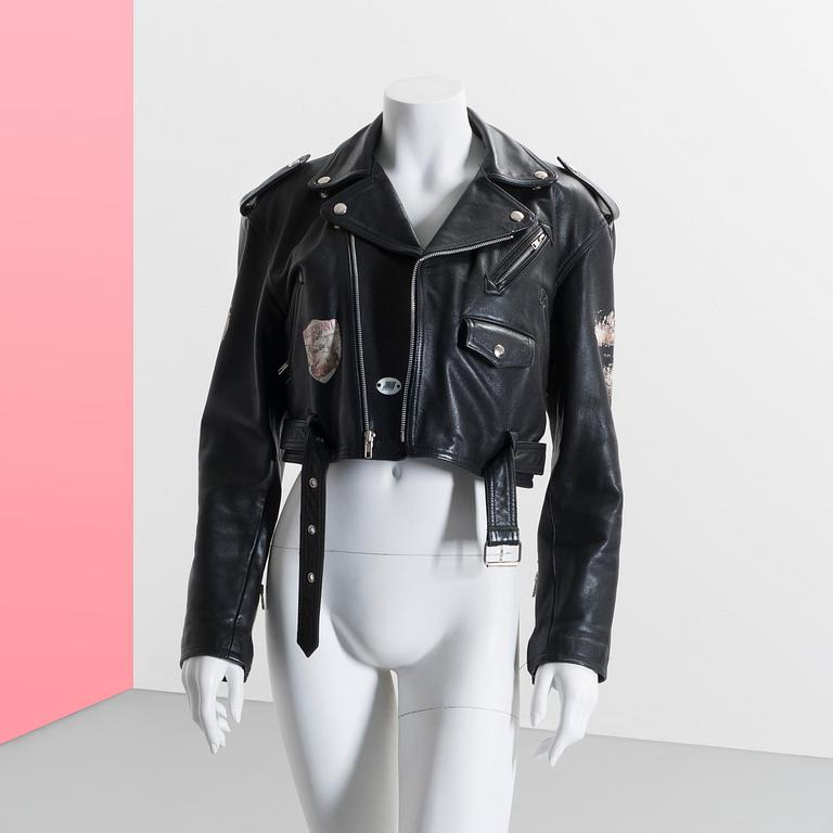 LEATHER JACKET, "Biker", Jean Paul Gaultier, 1980's, Storlek M.