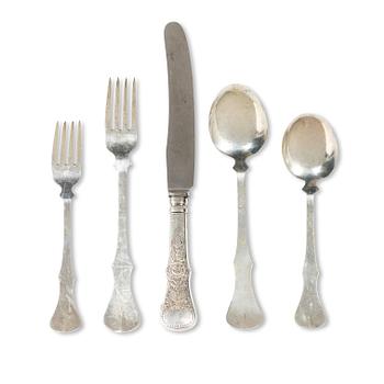 A Norwegian silver cutlery set, "Rose" pattern, including with mark of Magnus Aase, Bergen (45 pieces).