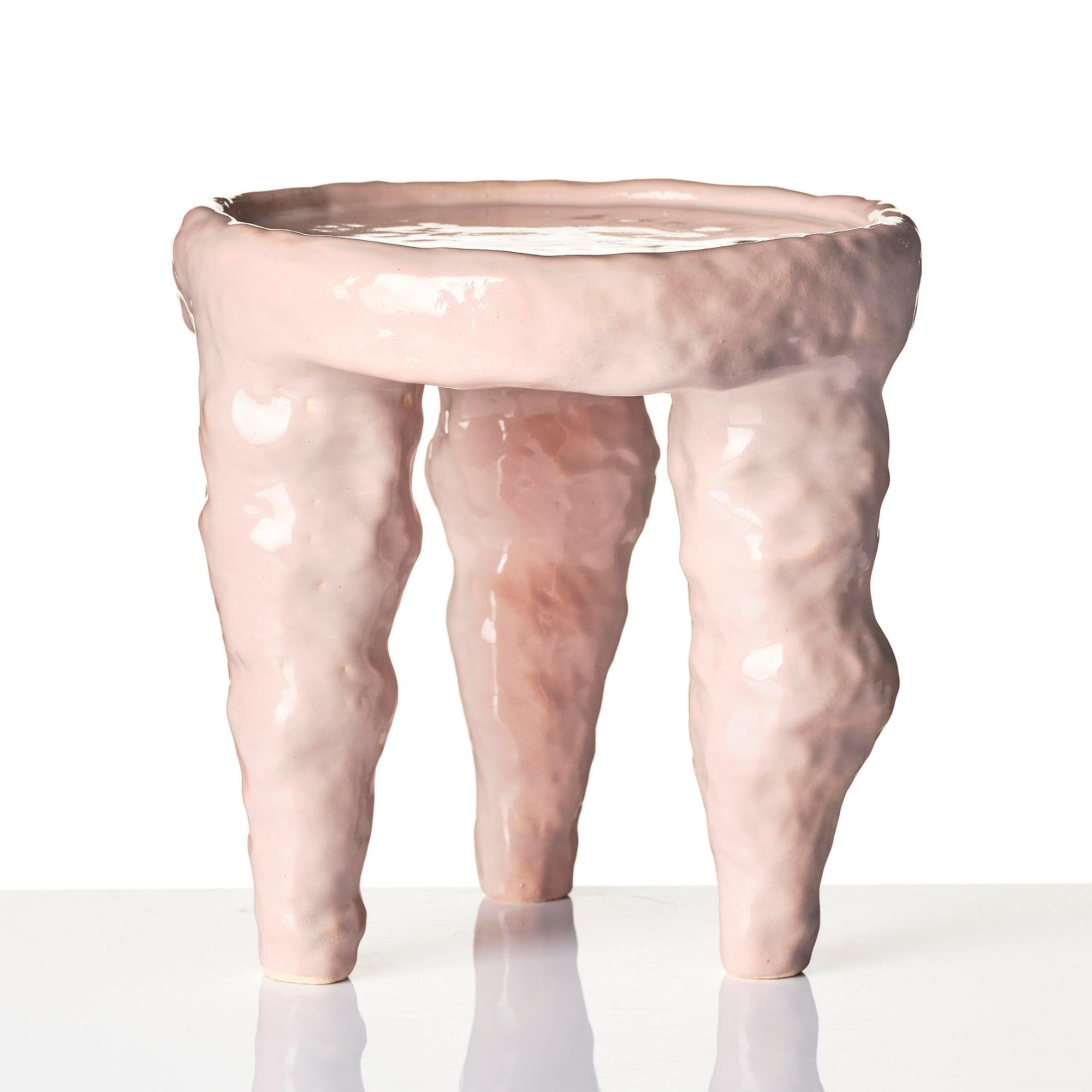 Fanny Ollas, a ceramic stool/sculpture, executed in her studio, Gustavsberg, Stockholm.