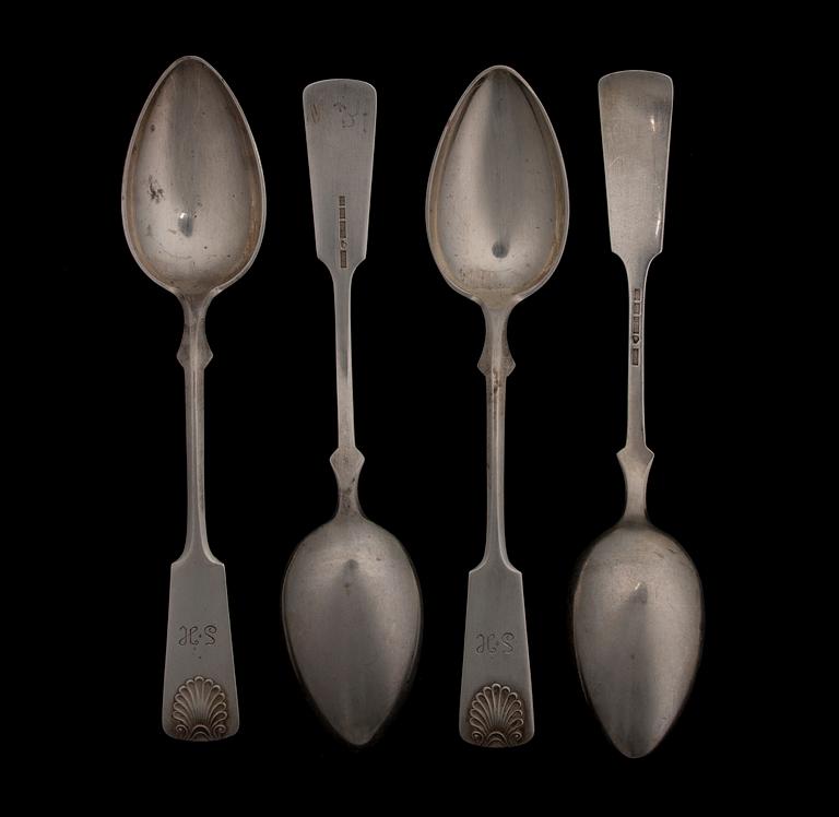 BESTICKUPPSÄTTNING, 49 delar, silver, "Musslan", Finland 1920-30-tal. Vikt ca 1308 g.