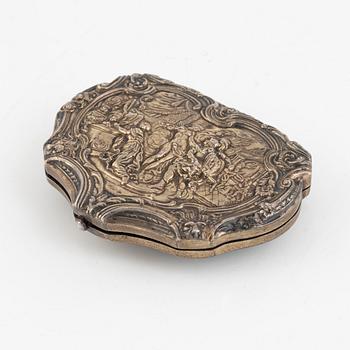 A silver and enamel box, circa 1900.