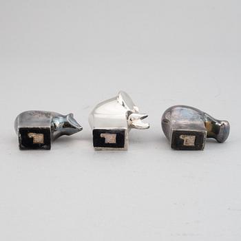 Gunnar Cyrén, figuriner, 3 st, silverpläterad zink, Dansk Designs, Japan.