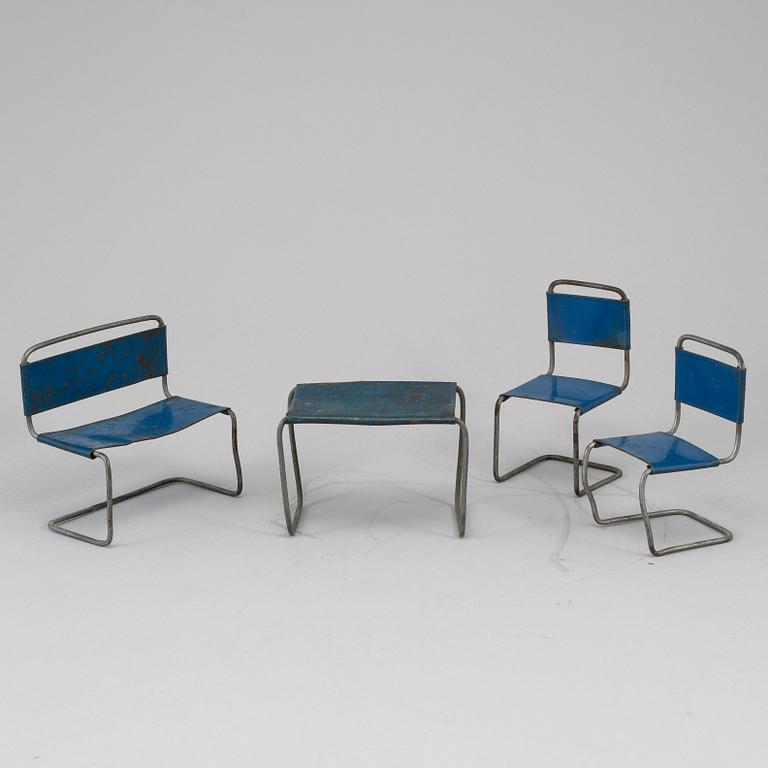 A doll house set, 4 pieces, Germany 1930's.