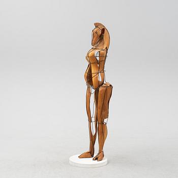 Kjell Landfors, sculpture, wire & veneer, signed and dated 1990.