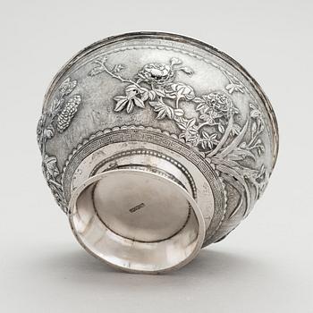 Skål, silver, Luen Hing, Shanghai, Kina sannolikt 1920-tal.