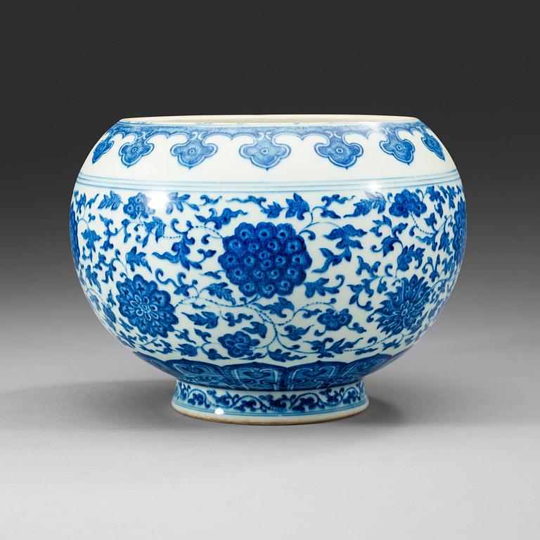 A blue and white 'Lotus' vase, Qing dynasty, with Daoguangs seal mark and period (1821-1850).