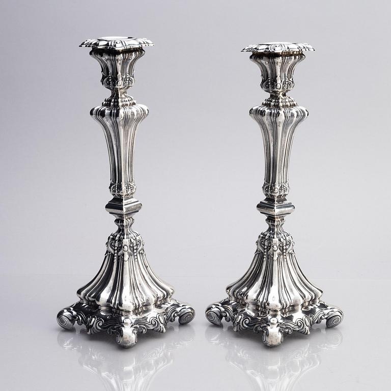 A pair of Austrian 19th century silver candlesticks, Vienna 1850.