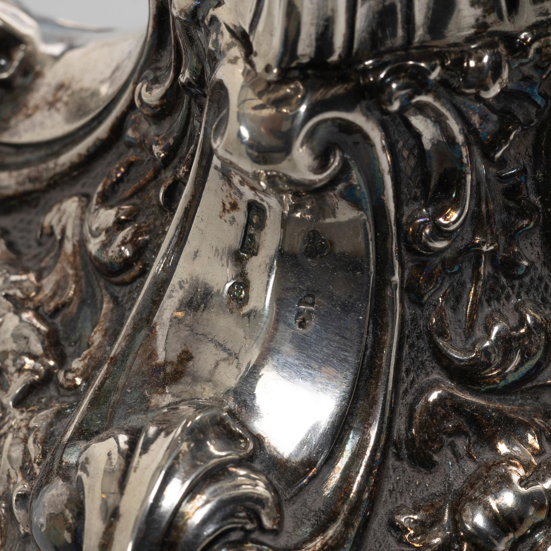 Gustaf Theodor Folcker, a pair of baroque style silver candle sticks, Stockholm, Sweden, 1846.