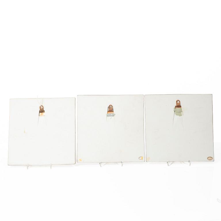 Lisa Larson, Three stoneware wall placques, Gustavsberg.