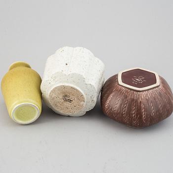 Gunnar Nylund, vaser, 5 st och skål, stengods, Rörstrand.