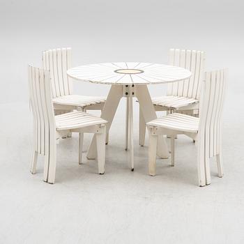 Alvar & Aino Aalto, an 'Aurino' garden furniture set with table and four chairs.