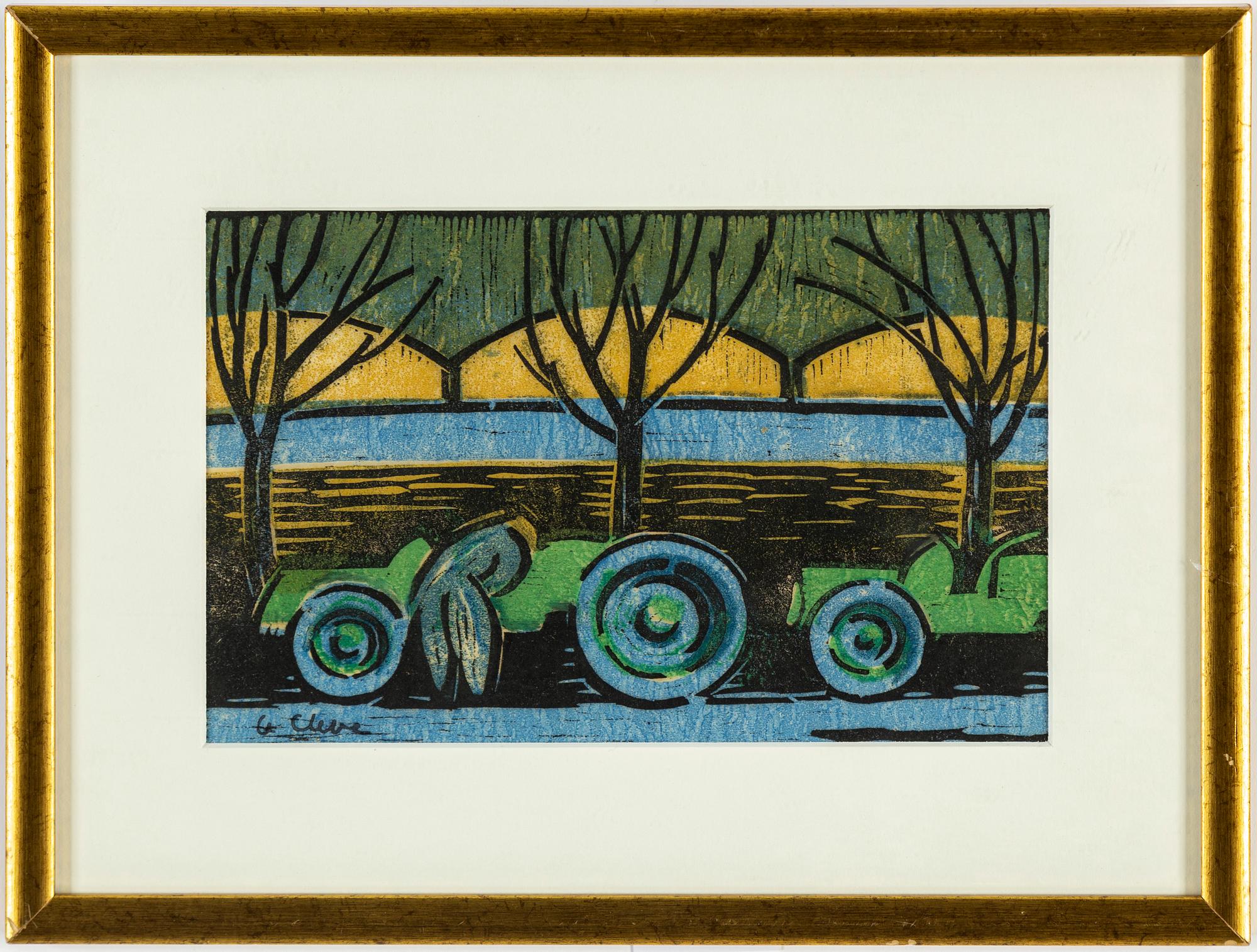 AGNES CLEVE, woodcut. Signed with stamp a cleve.