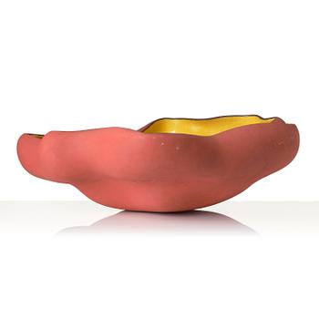 Annika Svensson, stor skål, "Böljande gul", egen ateljé, 2004.