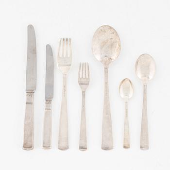 Jacob Ängman, cutlery set, 45 pieces, silver, model Rosenholm.