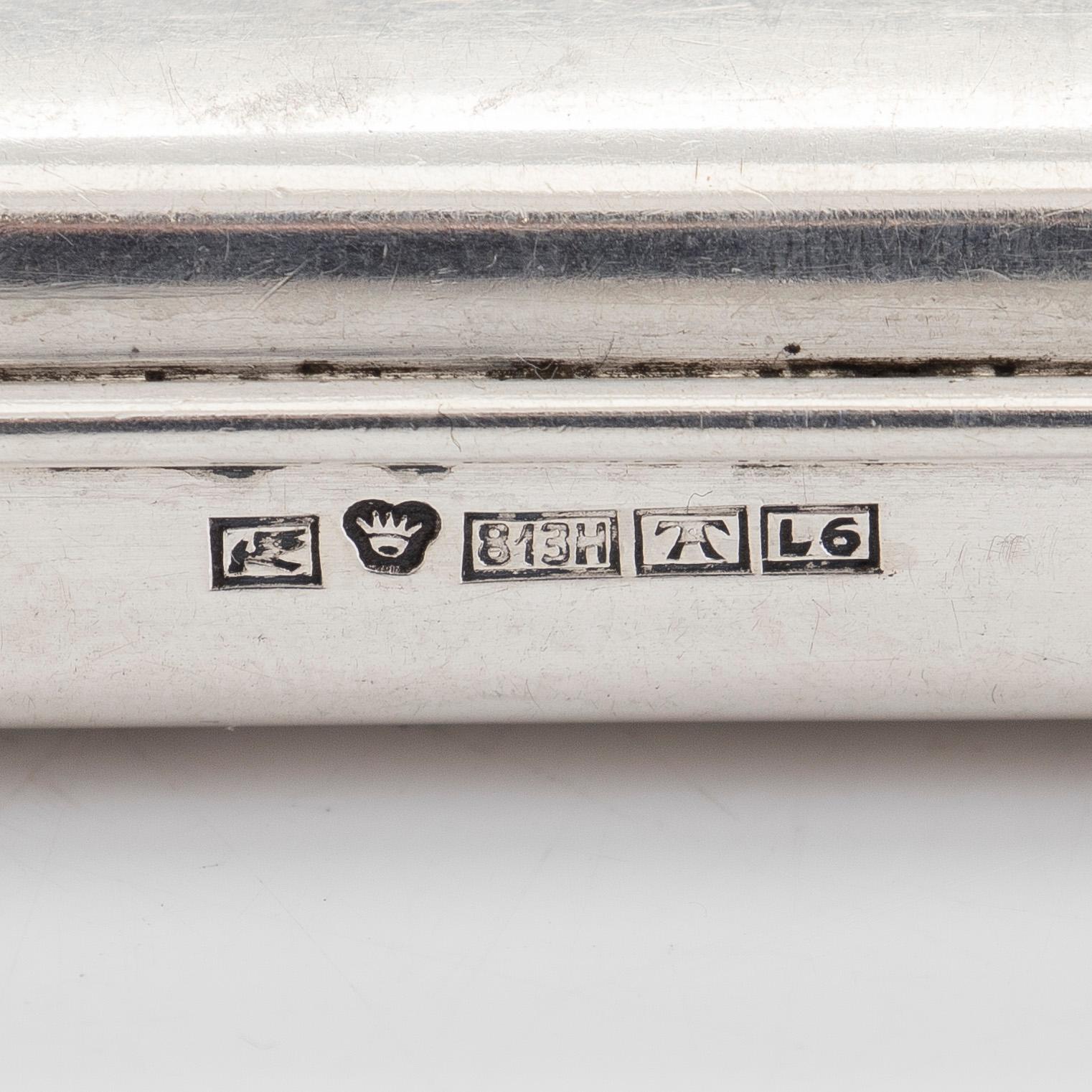 Tre silverdosor och brevkniv i filigran, silver. 1900-talets första hälft och 1800-talets andra hälft.
