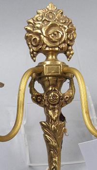 LAMPETTER, 3 st. Mässing. Gustaviansk stil, 1900-tal.