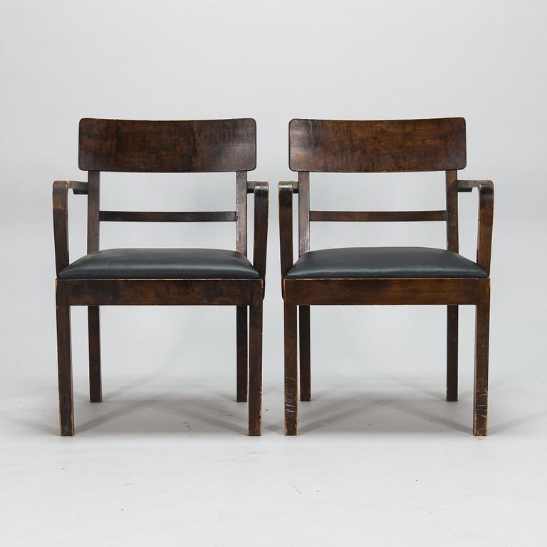 A pair of 1930's armchairs.