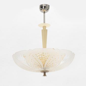 An Orrefors glass ceiling light, mid 20th Century.