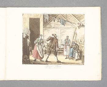 JOHAN FREDRIK MARTIN, häfte med 10 akvatintetsningar, efter Hilleström, Costumes des Paysans..., sannolikt 1805.