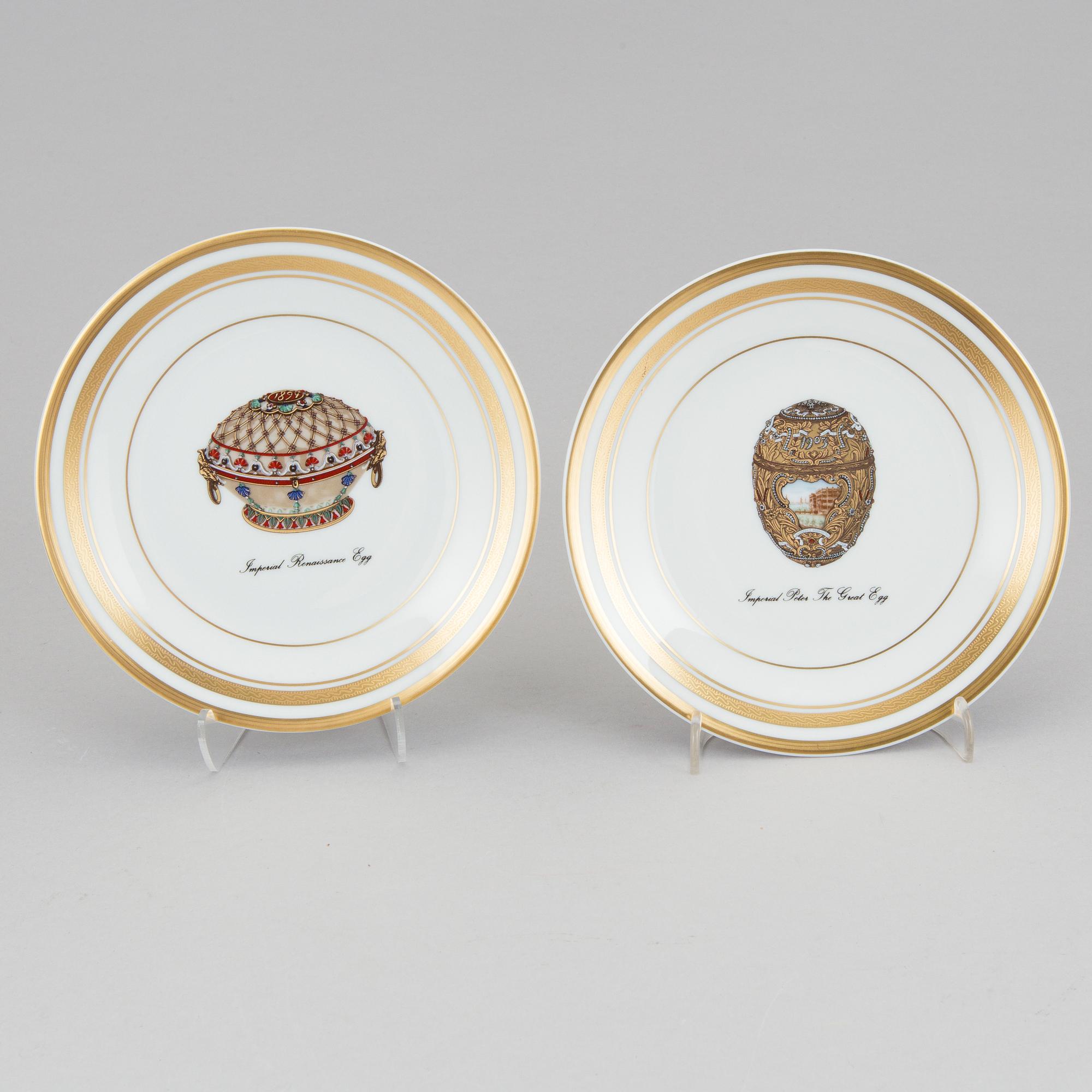 Four porcelain small dishes "Fabergé" from Limoges France.