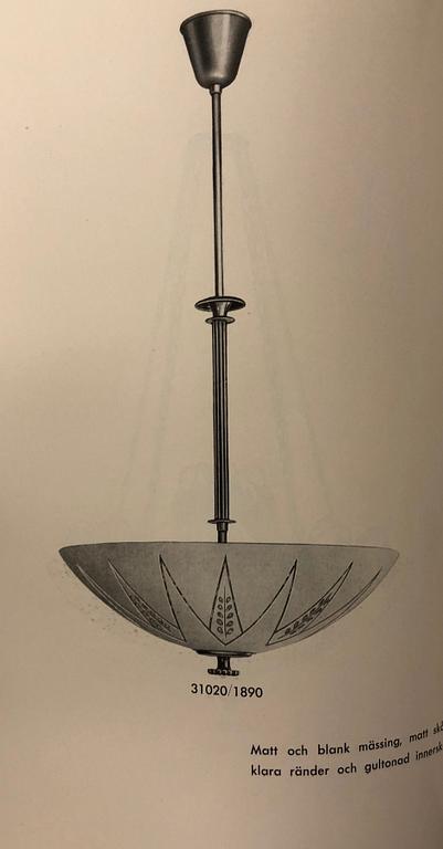 Bertil Brisborg, taklampa, variant av modell "31020/1890", Nordiska Kompaniet, 1940-tal.
