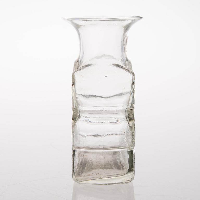 A vas and four candle holders/ vases in glass from Riihimäen Lasi, Finland 1970s.