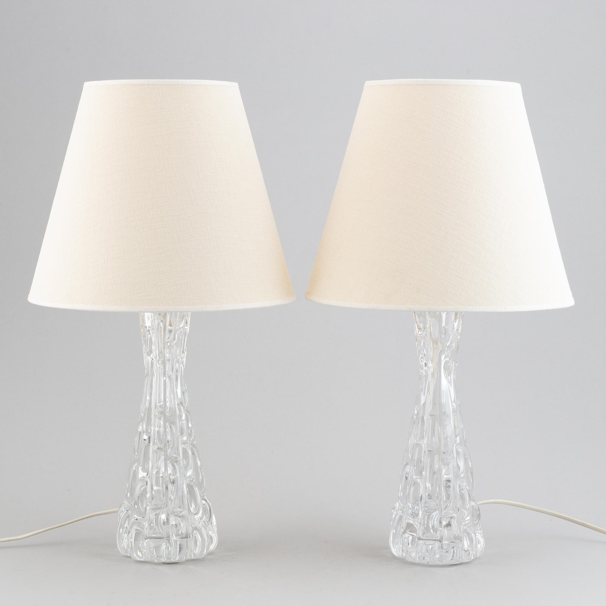 Carl Fagerlund, a pair of model "1477" table lamps for Orrefors.