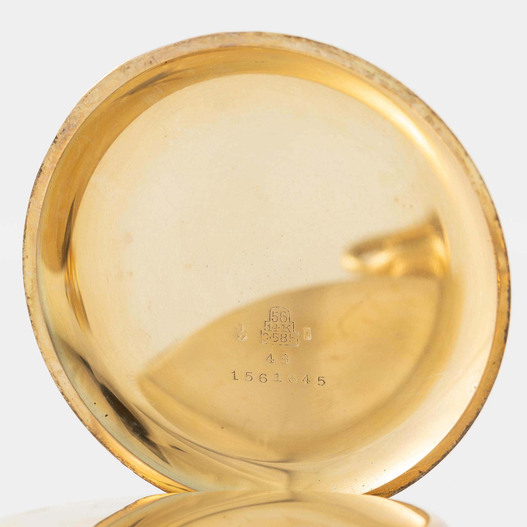 Pocket watch, 14K gold, Viking, hunter, 51.5 mm.