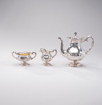 KAFFESERVIS, 3 delar, silver, Kultateollisuus, Åbo 1958-1959. Vikt ca 865 g.